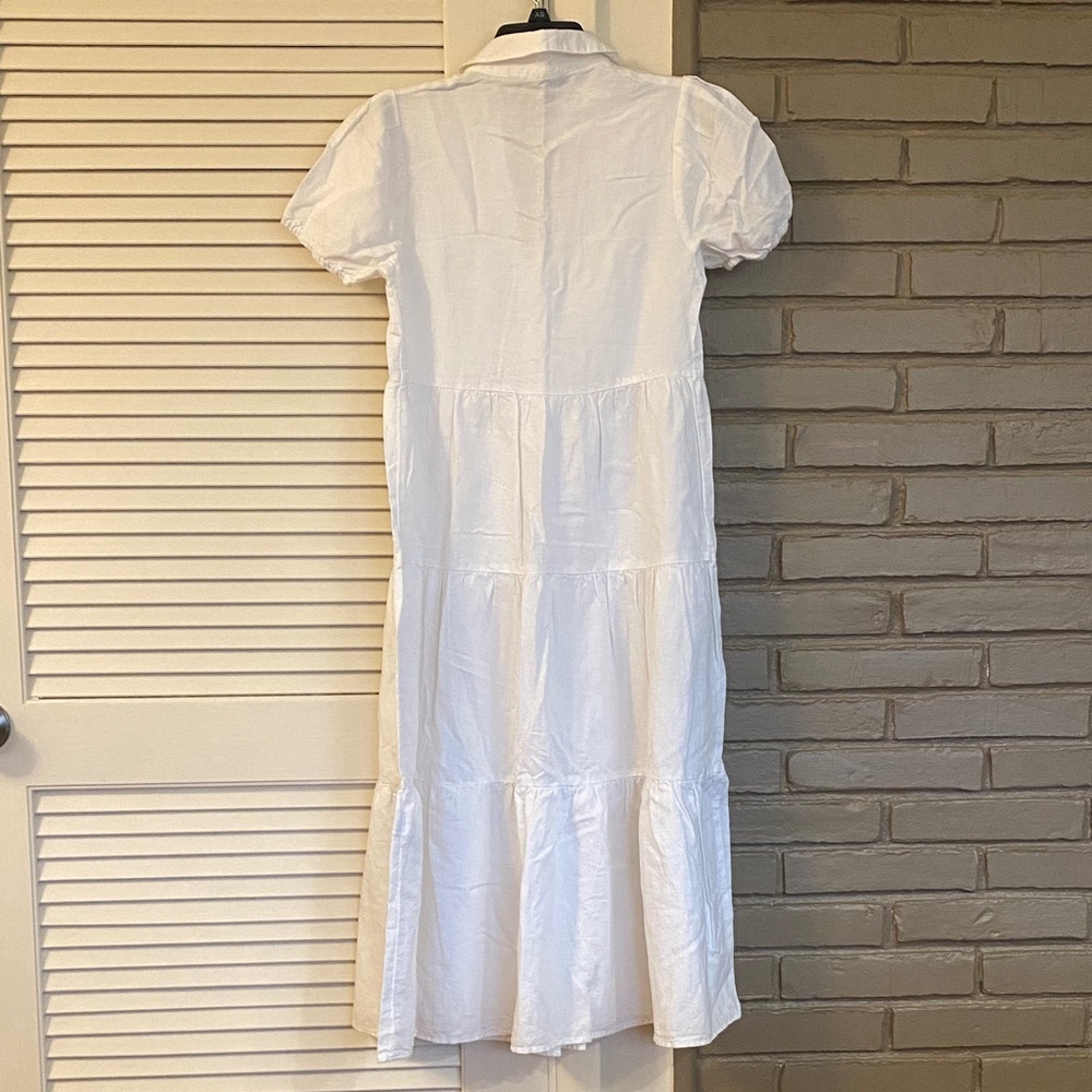 Zara White Button-Front Tiered Midi Dress - Picture 5 of 5